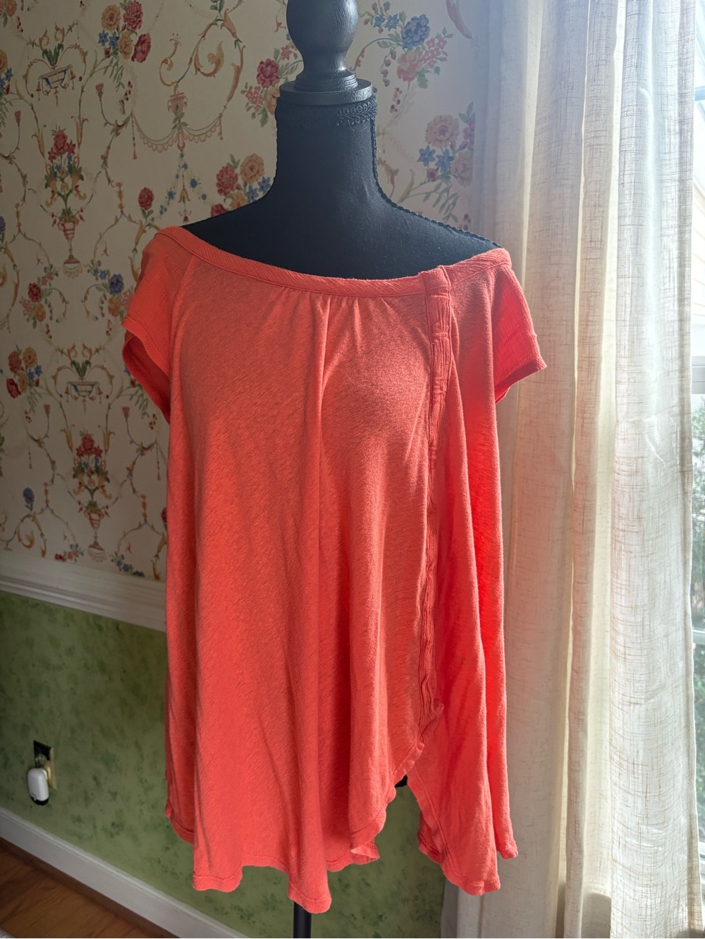 Free People Coral Off-Shoulder Tunic Top